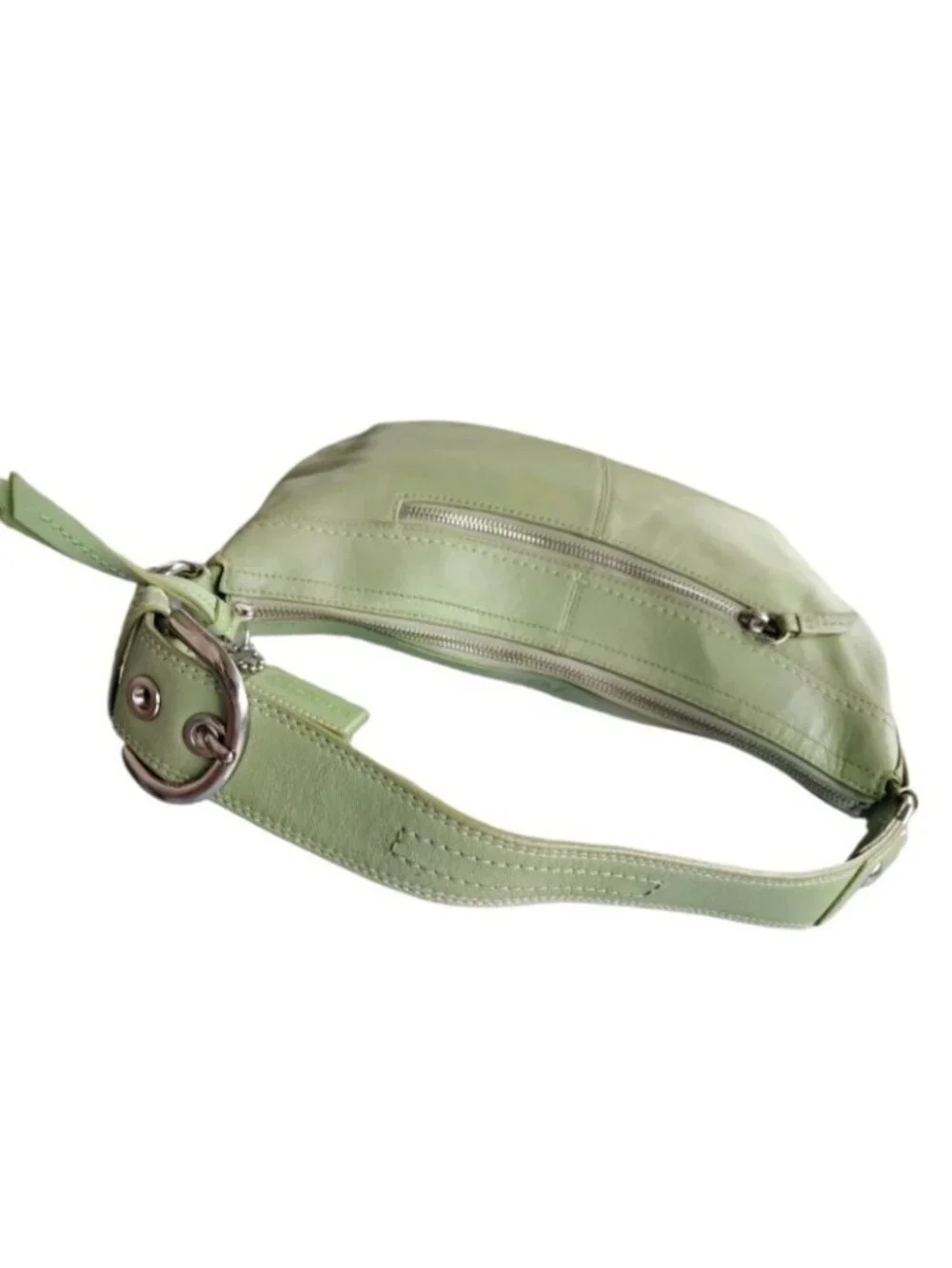 Vintage Y2K Coach Soho Pleated Leather Shoulder Bag Lime Green F13731 Hobo Purse - Picture 11 of 16